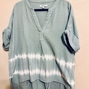 Madewell size Large Sage Green Tie-Dye Tunic Top